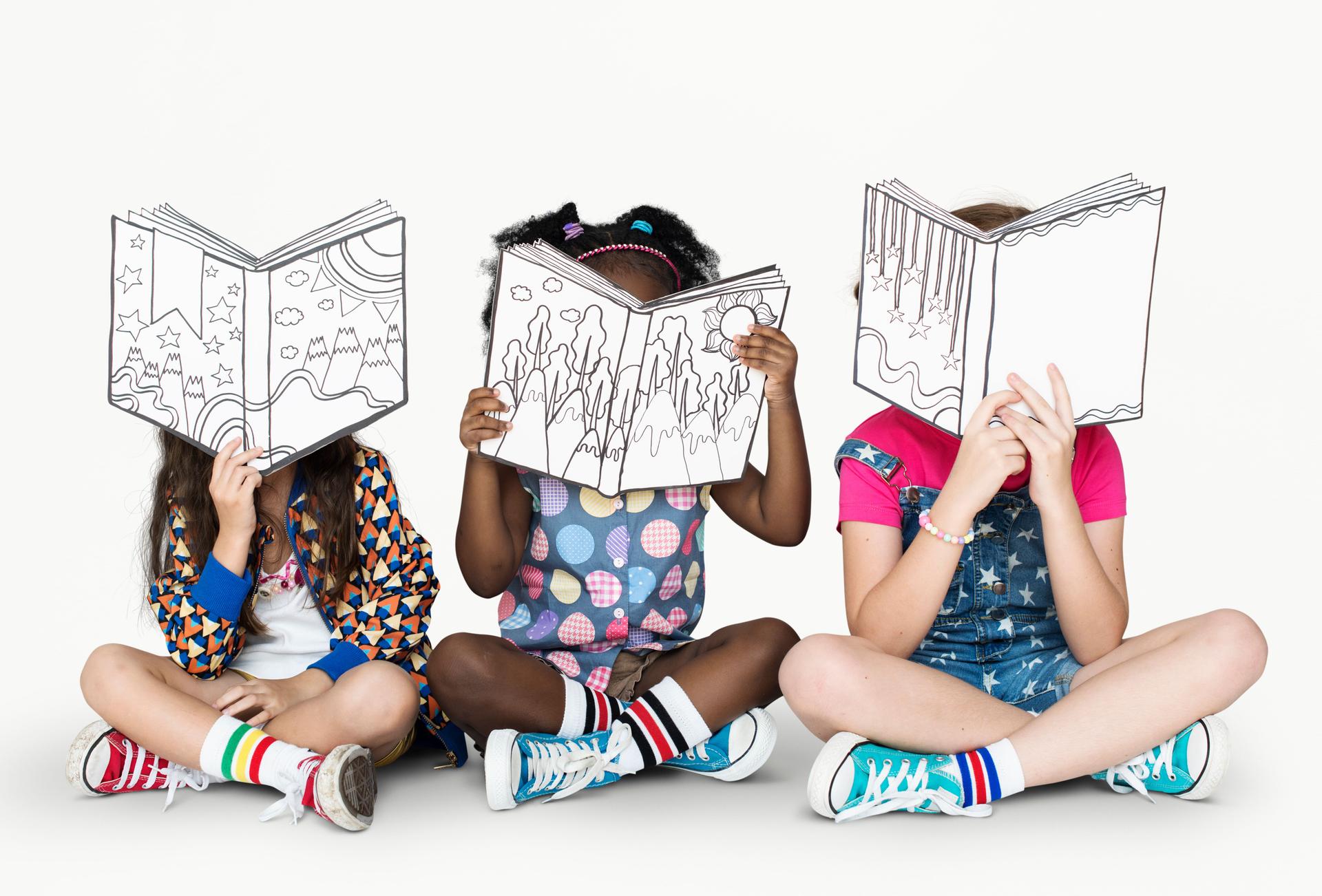 Little Children Reading Story Books